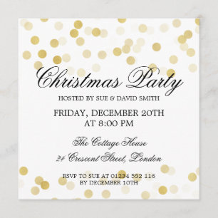 Invitation Élégante fête de Noël Gold Foil Parties scintillan