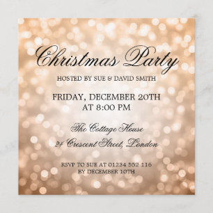 Invitation Élégante fête de Noël Lumières Parties scintillant