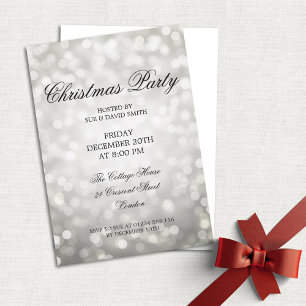 Invitation Élégante fête de Noël Lumières Parties scintillant