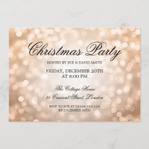 Invitation Élégante fête de Noël Lumières Parties scintillant