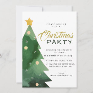 Invitation Élégante fête de Noël minimaliste à l'aquarelle