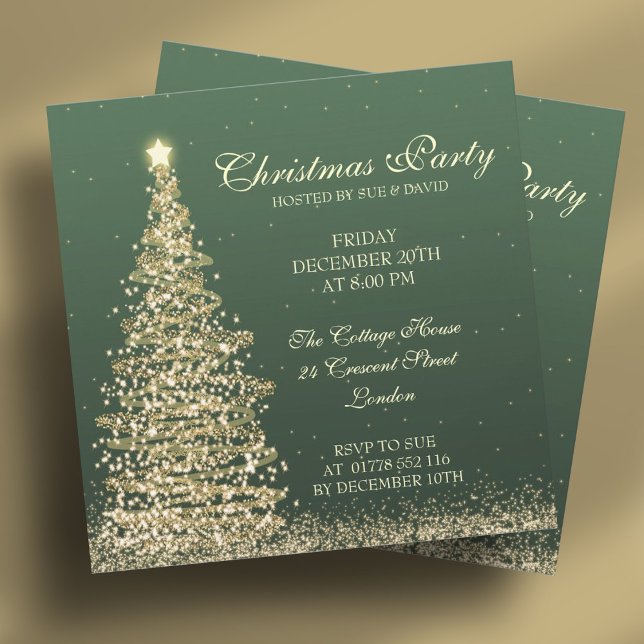 Invitation Élégante fête de Noël verte (Elegant Christmas Party Green Invitation)