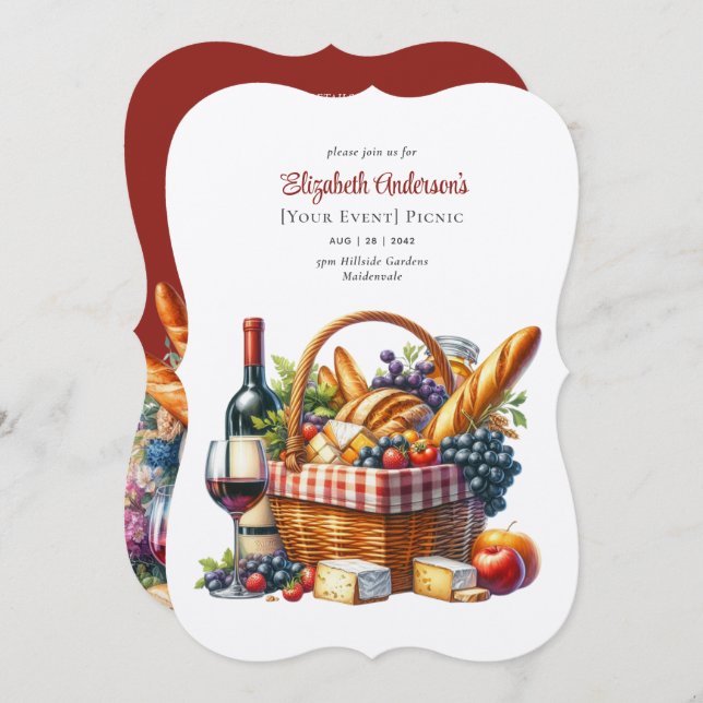 Invitation Élégante fête de pique-nique Anniversaire Départ N (Devant / Derrière)