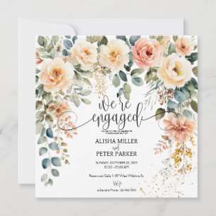 Invitation Elégante fête d'engagement floral