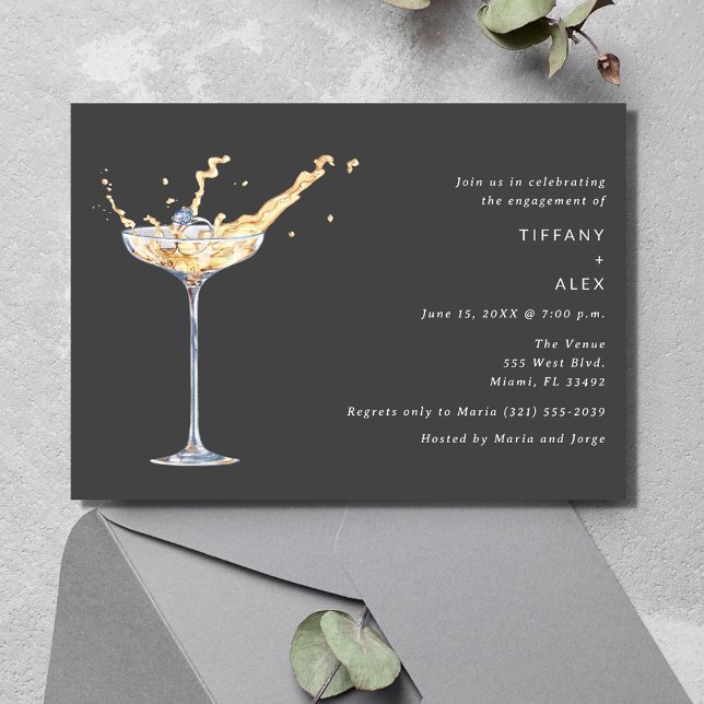 Invitation Élégante fête d'engagement photo de toast au champ (Elegant Champagne Toast Photo Engagement Party Invitation)