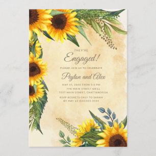 Invitation Élégante fête d'engagement Vintage des tournesols 