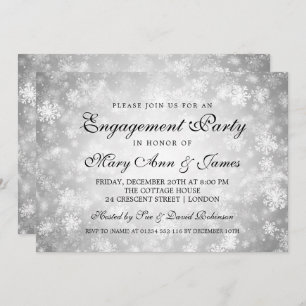 Invitation Élégante fête d'engagement Winter Wonderland Silve