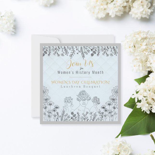 Invitation Elégante Fête des Femmes Histoire Pastel Blue (Créateur téléchargé)