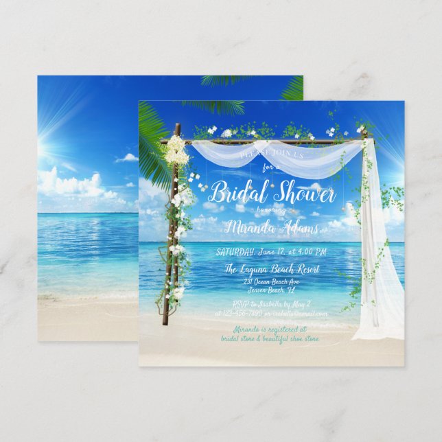 Invitation Elégante Fête des mariées Beach Arch (Devant / Derrière)