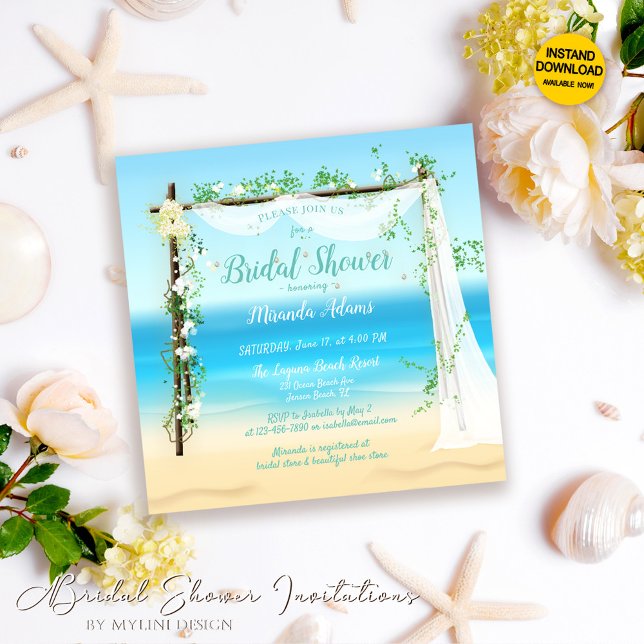 Invitation Elégante Fête des mariées Beach Arch (Créateur téléchargé)