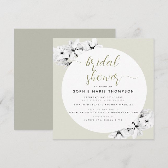 Invitation Élégante Fête des mariées Carré moderne Gold Magno (Devant / Derrière)