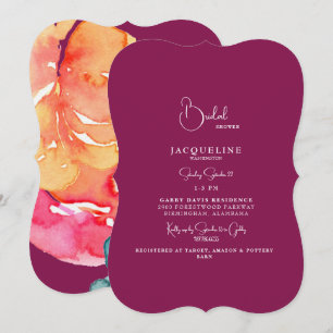 Invitation Elégante Fête des mariées colorée d'aquarelle