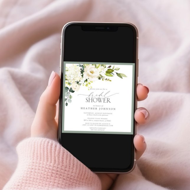 Invitation Elégante Fête des mariées couleur vert gris blanc (Créateur téléchargé)