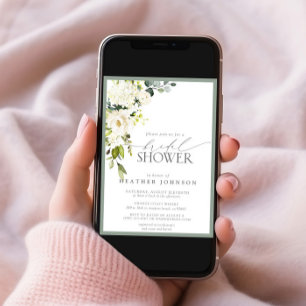 Invitation Elégante Fête des mariées couleur vert gris blanc