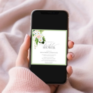 Invitation Elégante Fête des mariées d'aquarelle d'orchidée t