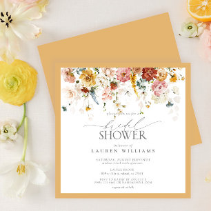 Invitation Elégante Fête des mariées d'aquarelle Fleur sauvag