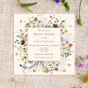 Invitation Elégante Fête des mariées d'aquarelle florale Boho