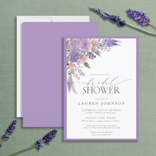 Invitation Elégante Fête des mariées d'aquarelle Lavender Lil