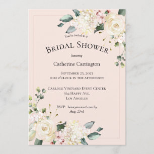 Invitation Elégante Fête des mariées d'aquarelle rose