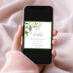 Invitation Elégante Fête des mariées d'aquarelle vert olive