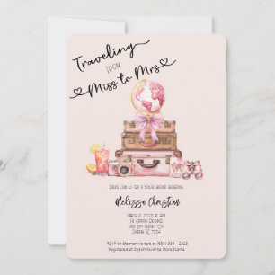 Invitation Élégante Fête des mariées d'aventure Blush Pink