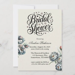 Invitation Elégante Fête des mariées de bouquet vert et gris