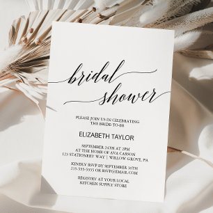 Invitation Élégante Fête des mariées de calligraphie blanche