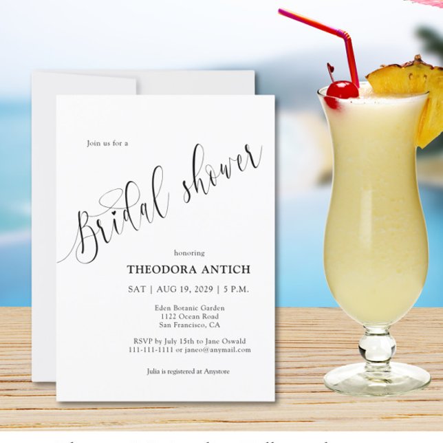 Invitation Élégante Fête des mariées de calligraphie minimali (Créateur téléchargé)