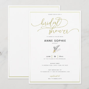 Invitation Élégante Fête des mariées de calligraphie or Lily 