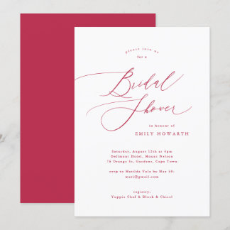 Invitation Élégante Fête des mariées de calligraphie rouge ma