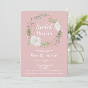 Invitation Élégante Fête des mariées de couronne de fleurs hi