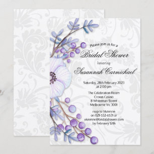 Invitation Élégante Fête des mariées de Damas de couronne de