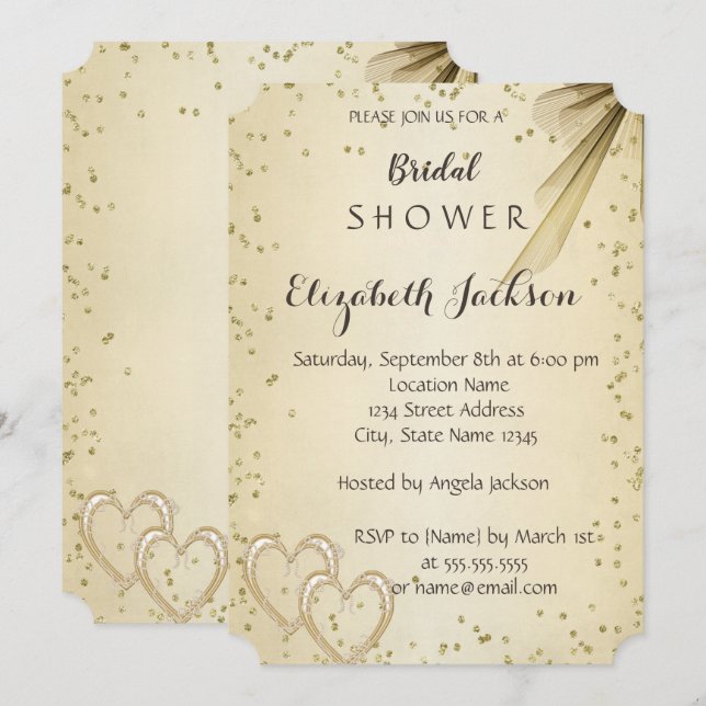 Invitation Élégante Fête des mariées de diamants chic (Devant / Derrière)