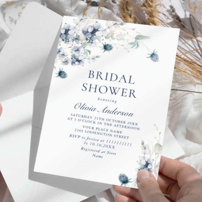 Invitation Elégante FÊTE DES MARIÉES de feuillage d'hiver ble (Créateur téléchargé)