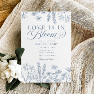 Invitation Élégante Fête des mariées de Fleur sauvage bleu pé