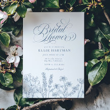 Élégante Fête des mariées de Fleur sauvage bleu pé