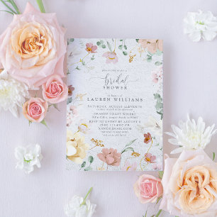 Invitation Elégante Fête des mariées de fleurs de jardin rose