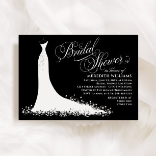 Invitation Elégante Fête des mariées de Mariage noir et blanc