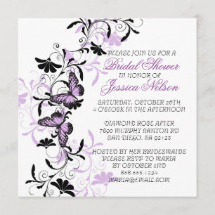 Invitation Élégante Fête des mariées de papillon de lavande f