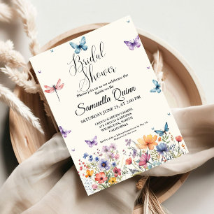 Invitation Elégante Fête des mariées de papillons aquarelle