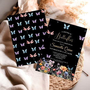 Invitation Elégante Fête des mariées de papillons aquarelle