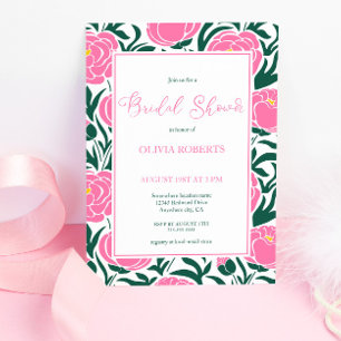 Invitation Elégante Fête des mariées de pivoine rose