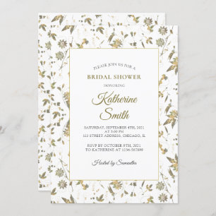 Invitation Elégante Fête des mariées de vin aux fleurs d'or