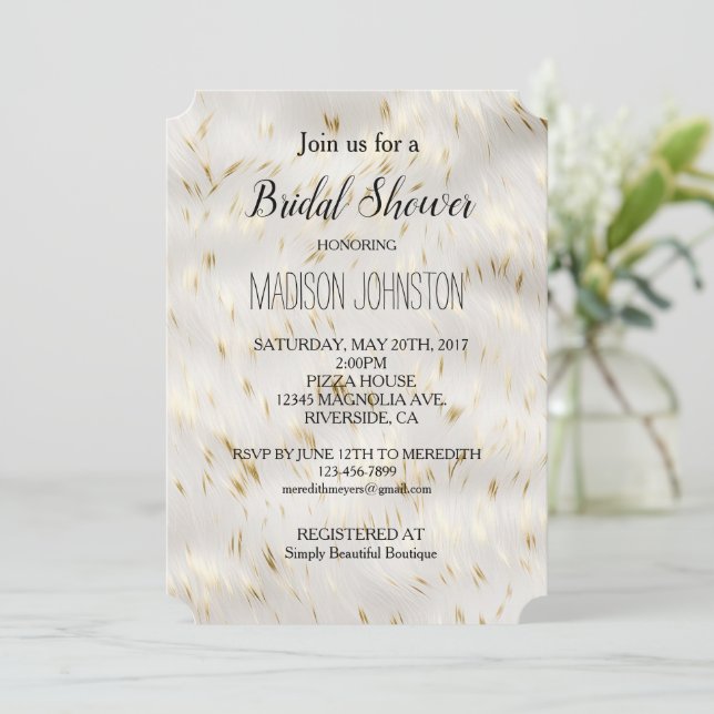 Invitation Elégante Fête des mariées d'or blanc (Debout devant)