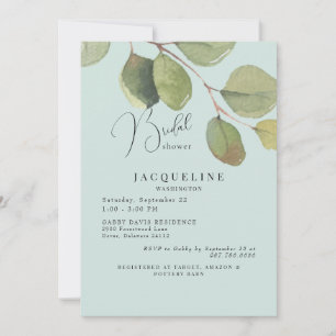 Invitation Élégante Fête des mariées Eucalyptus de la lumière
