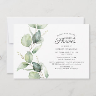 Invitation Élégante Fête des mariées Feuille d'Eucalyptus Flo