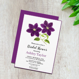 Invitation Élégante Fête des mariées fleurie de boho pourpre