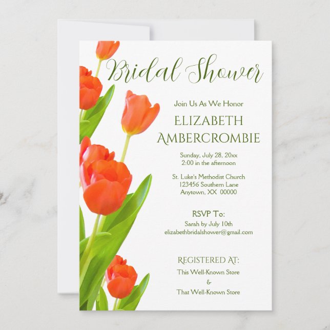 Invitation Élégante Fête des mariées florale (Devant)