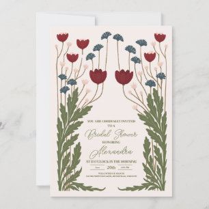 Invitation Elégante Fête des mariées Florale Art Nouveau