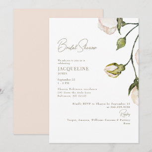 Invitation Élégante Fête des mariées florale Blush